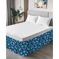 thumbnail image 4 of Blue Ombre Scale Wrap Around Bed Skirts for King Bed 16" Drop, Bed Skirt with Adjustable Elastic Belt Dust Ruffle Bed Valance for Bedroom Hotel Luxury Abstract Art Ocean Coastal Bed Frame Cover, 4 of 7