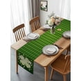 thumbnail image 3 of Burlap Table Runner 48 Inches Long, St Patrick Spring Luck Clovers Leaves Non-Slip Kitchen Table Runners for Dining Room Everyday Use Party Table Decorations Green Diagonal Lattice Plaids, 3 of 9