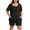 01-Black, variant on Womens Plus Size Pajama Sets 2 Piece Summer Short Sleeve Tops Shorts with Pockets for Lounge Sleepwear L-4XL