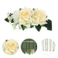 thumbnail image 3 of Unique Bargains 1 Pc Women's Styling Simulated Flowers Hair Clips Comb for Parties Beige Polyester Fabric Iron, 3 of 4