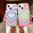 thumbnail image 5 of Compatible with iPhone 15 Frosted Case Holographic Love Heart Laser Case Glitter Bling Sparkle Girly Women Colorful Water Ripple Soft TPU Iridescent Matte Shockproof Phone Cover,Green, 5 of 11