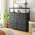 thumbnail image 5 of VibrantEcho Dresser for Bedroom with 7 Drawers, Purple Dressers & Chests of Drawers, Dresser for Clothes Storage with Wooden Top and Metal Frame, Entertainment Center, Grey, 5 of 18