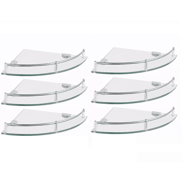 Organizador Baño Repisas Esquineras De Vidrio 6 Pz