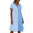 thumbnail image 5 of Horkkom Shirt Dresses for Women V Neck Short Sleeve Midi Dresses Summer Plaid Print Casual Dresses XL, 5 of 7