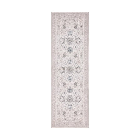 Retro Printed Boho Area Rugs, Vintage Washable Non-Slip Rug for, Living Room, Bedroom, 2 x 6 ft, Beige, 1 Pack