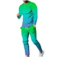thumbnail image 2 of Wavsuf 2pcs Jogger Set Men Long Sweatsuits Sets for Mens Tight Shirt Sweatshirt and Sweatpants Green Size 4XL, 2 of 7