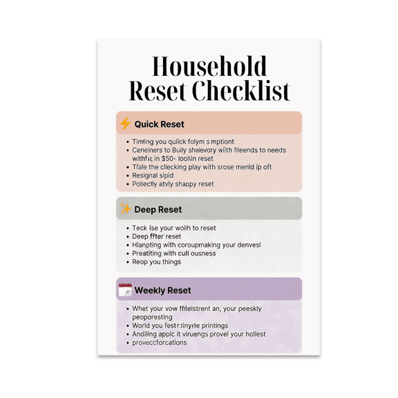 Household Reset Checklist Poster - Home Organization Enthusiast - 13x19 Poster Print