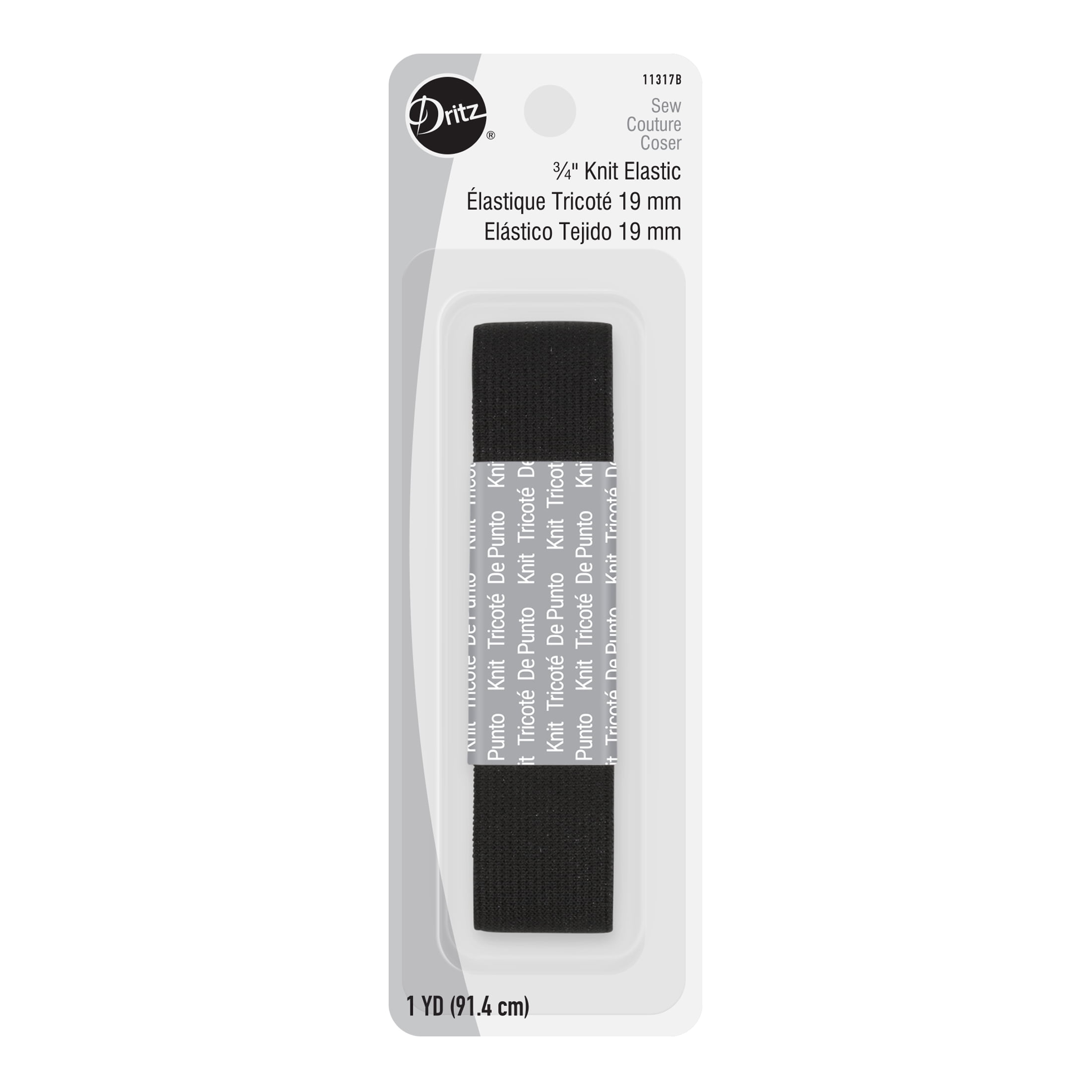 (4 pack) Dritz 3/4" Sewing & Crafting Knit Elastic Black 1 Yard