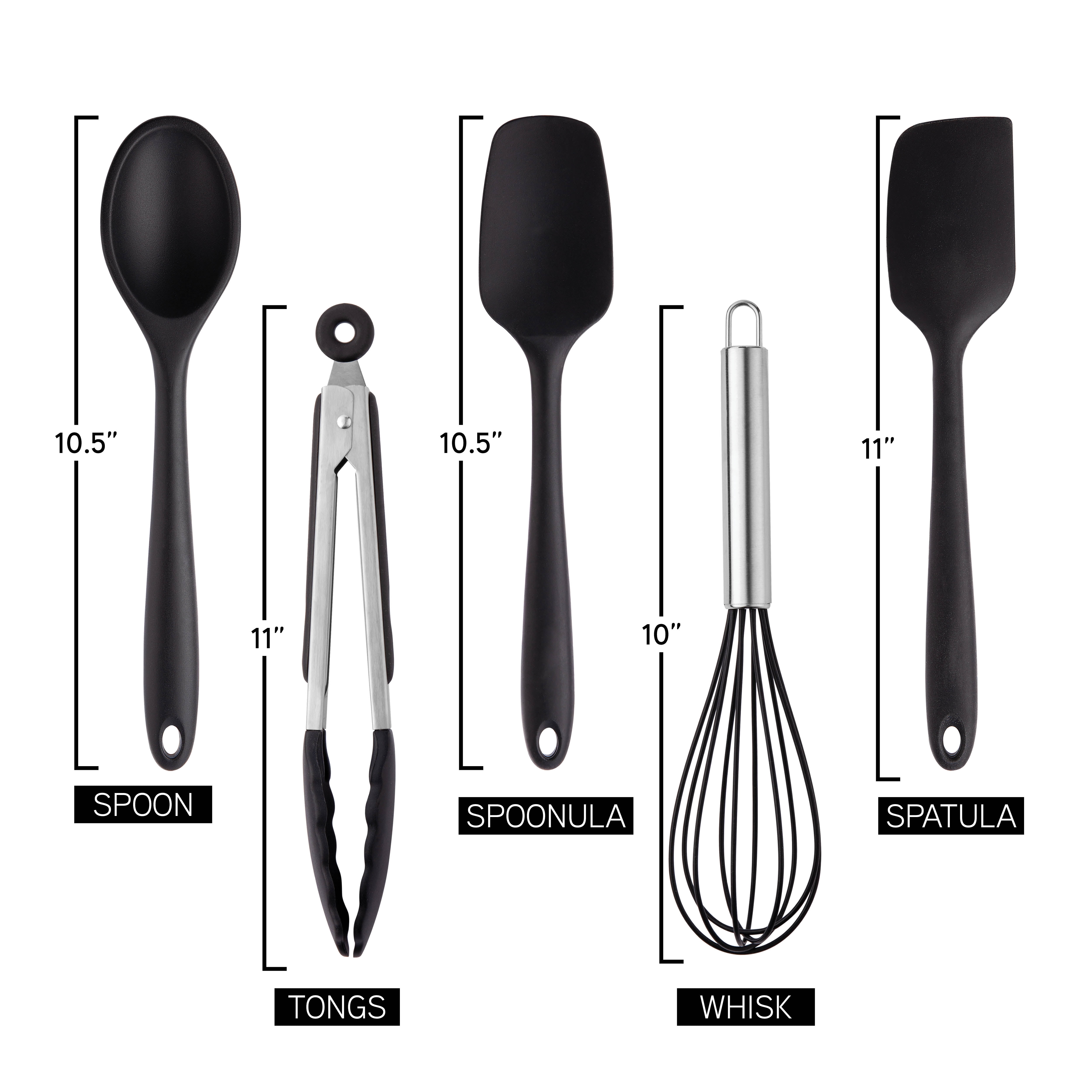 Cook With Color Set of Five Gray and Rose Gold Silicone Mini Kitchen  Utensil Set