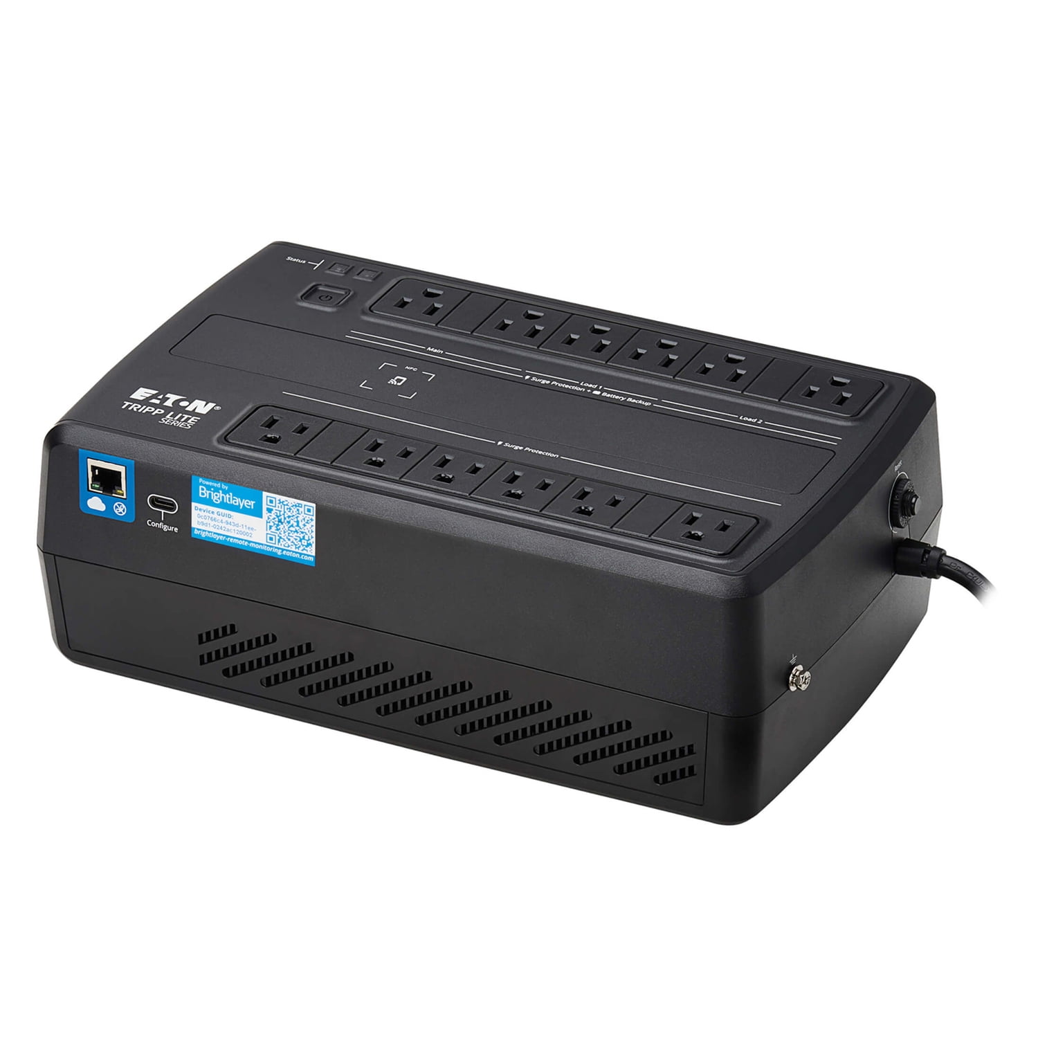 Tripp Lite by Eaton 450-Watt Line-Interactive Cloud-Connected Desktop UPS with Remote Monitoring, 12 Outlets, 5-Ft. Cord, AVR750UNC