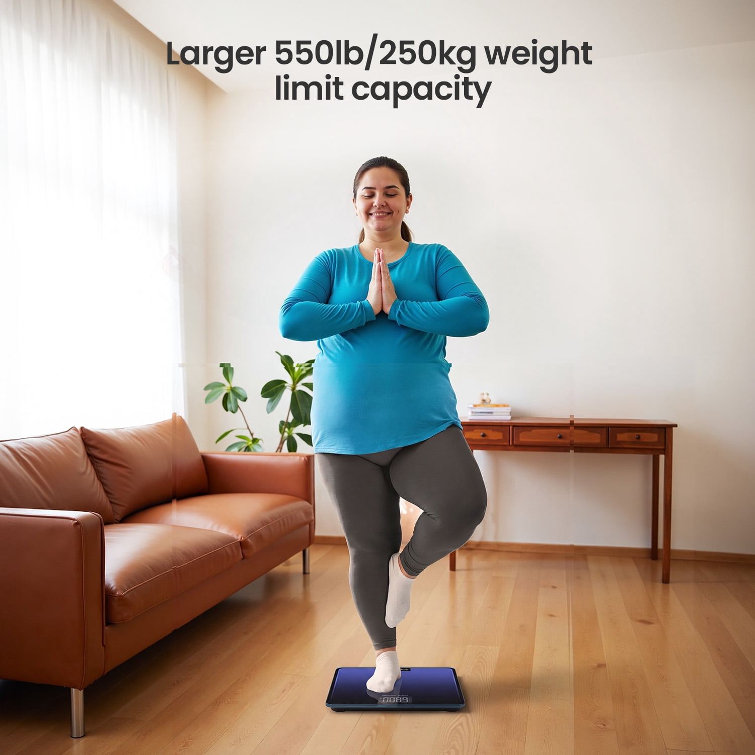 RENPHO 550lb Scale for Body Weight, Digital Bathroom Scale with Large LED Display, Big Platform Weighing Machine with Extra-High Capacity, Most Accurate to 0.05lb, 13x11.8in, Core 1L