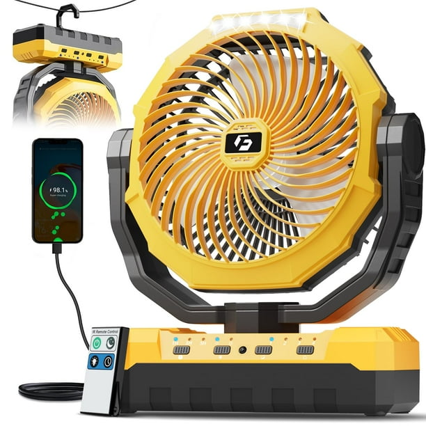 Ventilador de Camping FRIZCOL 3 en 1 Recargable 24000mAh con Luz Amarilla