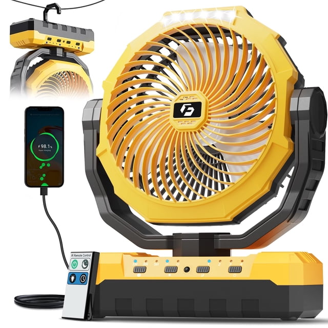 Ventilador de Camping FRIZCOL 3 en 1 Recargable 24000mAh con Luz Amarilla