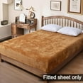 thumbnail image 2 of PHF Truly Velvet Fitted Sheet Queen Size, Luxury Super Soft Flannel Bottom Sheet with 15" Deep Pocket for Winter, Brown Sugar, 2 of 6