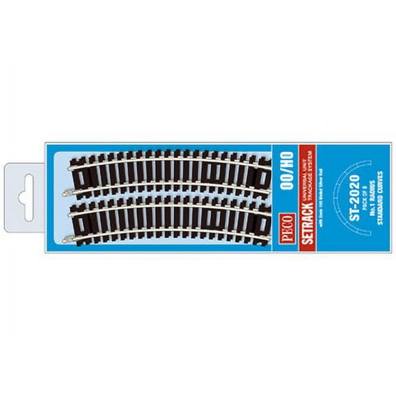 Peco ST-2020 HO Setrack Standard Code 100 Curved , Nickel Silver, 22.5 Degree