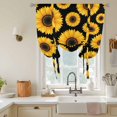 thumbnail image 2 of Tie Up Curtains for Windows Sunflower Flower Valance Adjustable Balloon Curtain Black Yellow Bloom Floral Tie Up Shades for Kitchen Living Room Bedroom Privacy Curtain Drape 34x45 Inch, 2 of 9