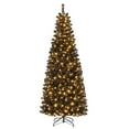 thumbnail image 1 of Gymax 7 FT Pre-Lit Artificial Christmas Halloween Tree Slim Pencil Hinged Xmas Full Tree, 1 of 10