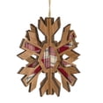 thumbnail image 4 of Northlight Faux Wood and Plaid 3-D Starburst Snowflake Christmas Ornament - 7" - Brown and Red, 4 of 6