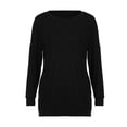 thumbnail image 4 of Dyfzdhu Long Sleeve T Shirts for Women Casual Crew Neck Loose Fit Cotton Solid Blouse Tops With Pockets Black, 4 of 8