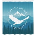 thumbnail image 3 of Quote Shower Curtain, Hand Drawn Life is a Journey Quote with Mountains and Eagle Silhouette, Fabric Bathroom Set with Hooks, 69W X 84L Inches Extra Long, Blue Pale Blue and White, by Ambesonne, 3 of 3