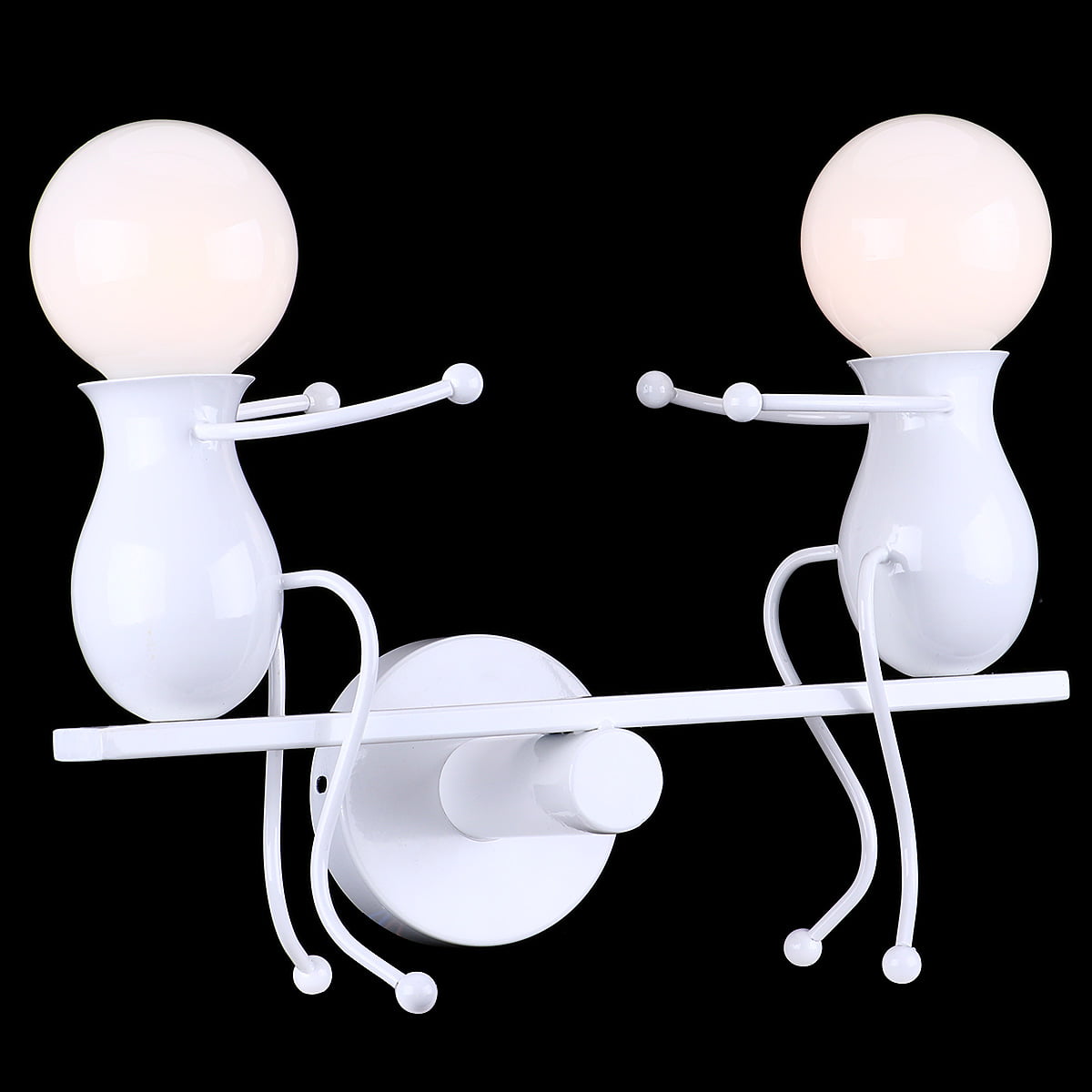 SOUTHPO LED Wall Light Fixtures Creative Double Little People Mini Wall Sconces Lighting Modern Decor Adjustable Swing Metal Bedside Lamp Children Cartoon Doll Gift Wall Lamps Bedroom 2×E26 White