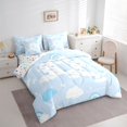 thumbnail image 2 of Feelyou Cartoon Dinosaur Letter A Print Twin Bedding Sets for Boys Girls, Cute Animal Bedding Comforter Set, Blue, Colorful Stars Reversible, 7-Piece, 2 of 7
