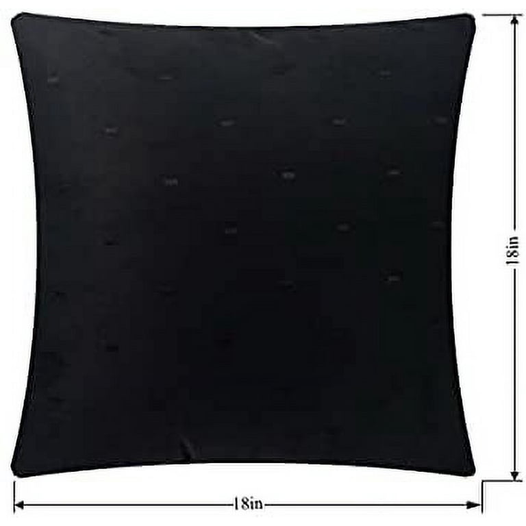 Throw Pillows Black with STUFFING INCLUDED, Set of 2 18x18 Couch Pillows,  Embroidered Bed Pillows for Home Décor, Filling 100% Polyester Fiber, Made  in USA 