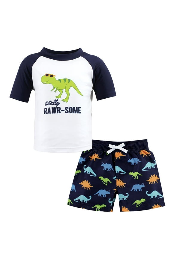 Boys Swim Rashguard Set, Rawr, 2T