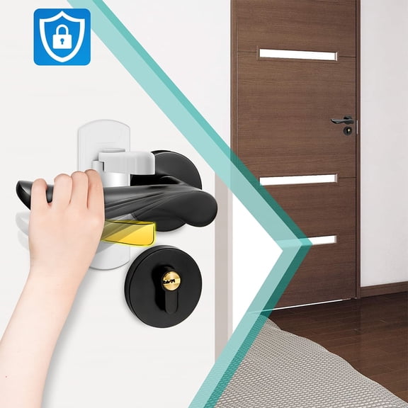 Child Safety Door Handle Locks,1Pack Adhesive Baby Proof Door Lever Lock No Drill Quick Install Safety Locks for Door