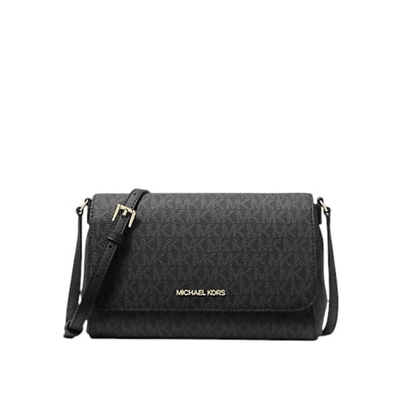 Michael Kors Women's Medium Logo Flap Crossbody Bag (Black)