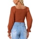 thumbnail image 3 of Blusa de manga larga Crop Inspire Chic para mujer, blusas casuales con cuello cuadrado y volantes, color caramelo, talla L, 3 of 6