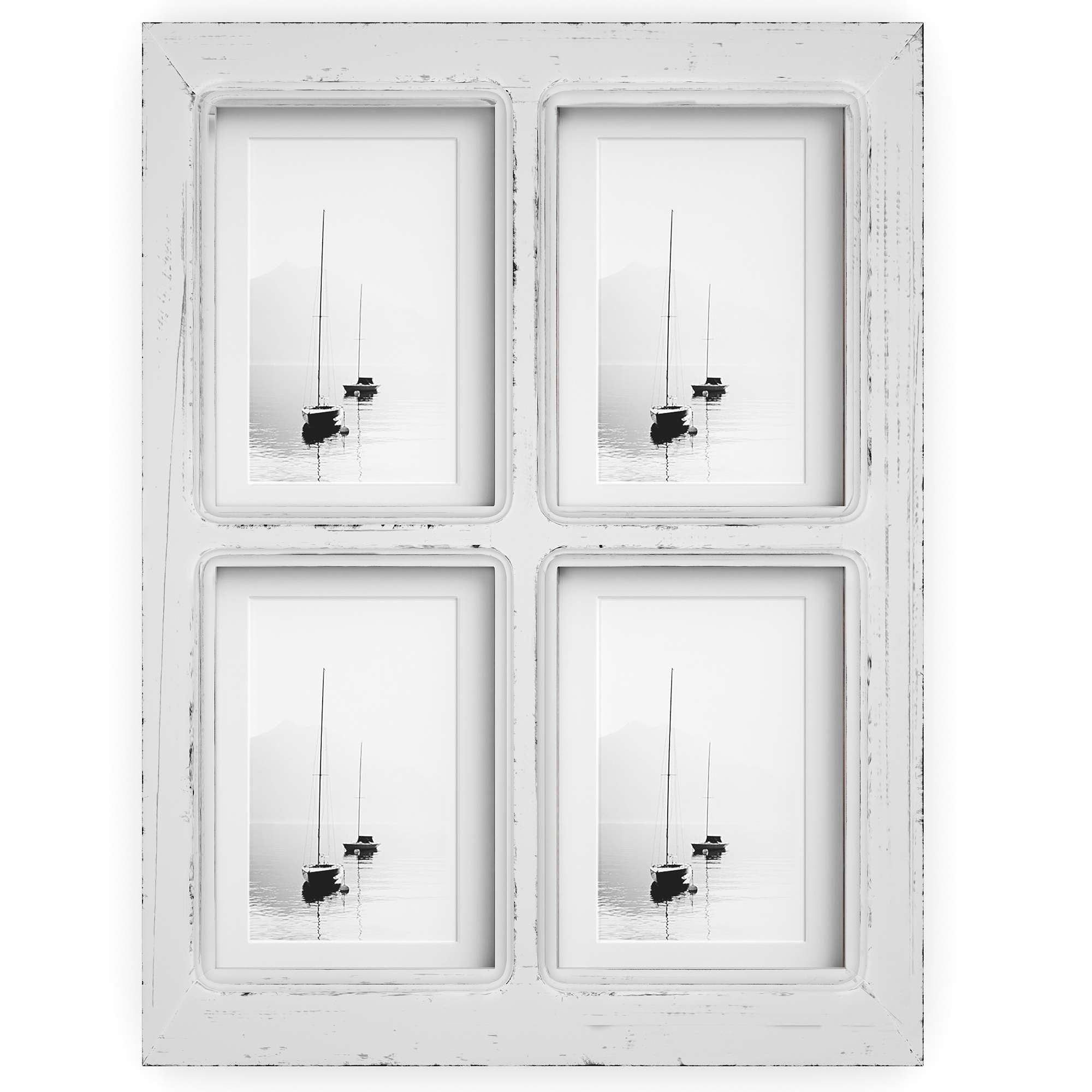 Barnyard Designs 4 Rustic Picture Frames with Matte for 4x6 Picture