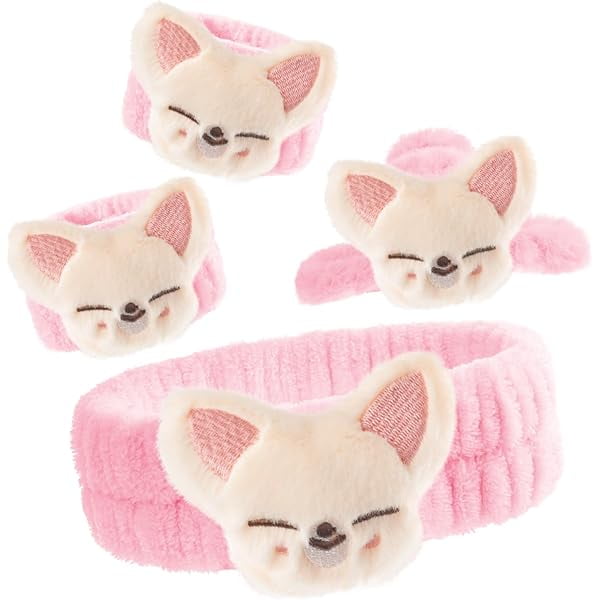 wonima11 Stray kids merch,Stray kids Headband,Hair Clip,stray kids Wristband,skz Cartoon Skincare Set,Cartoon Animal Patterns(4pcs) (Fox)