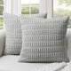 thumbnail image 1 of Juego de 2 fundas de almohada, de pana suave a rayas estilo rústico, bohemio, moderna funda de cojín decorativa para sofá, recámara, sala de estar (gris), 1 of 4