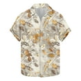 thumbnail image 3 of BiZtdJrK Mens Beach Short Sleeve Shirts Vintage Floral Button Down Shirts Casual Summer Lapel Tops Yellow L, 3 of 6