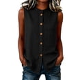 thumbnail image 2 of Ashirexll Summer Tops for Women Summer Stand Collar Sleeveless Casual Shirt with Pockets Top for Spring, 2 of 7