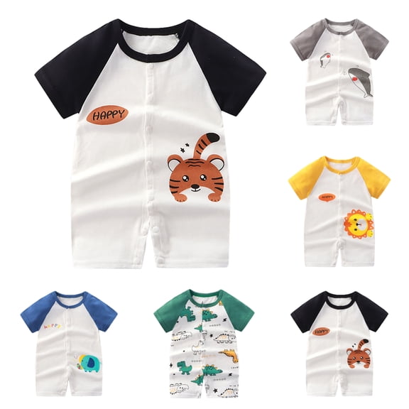 Einccm Baby Boys' Girls' Romper - Summer Thin Bodysuit with Cute Cartoon Tiger Print and Snap Closure - Comfortable Fashion One-Piece Jumpsuit for Infants and Toddlers 3 Months