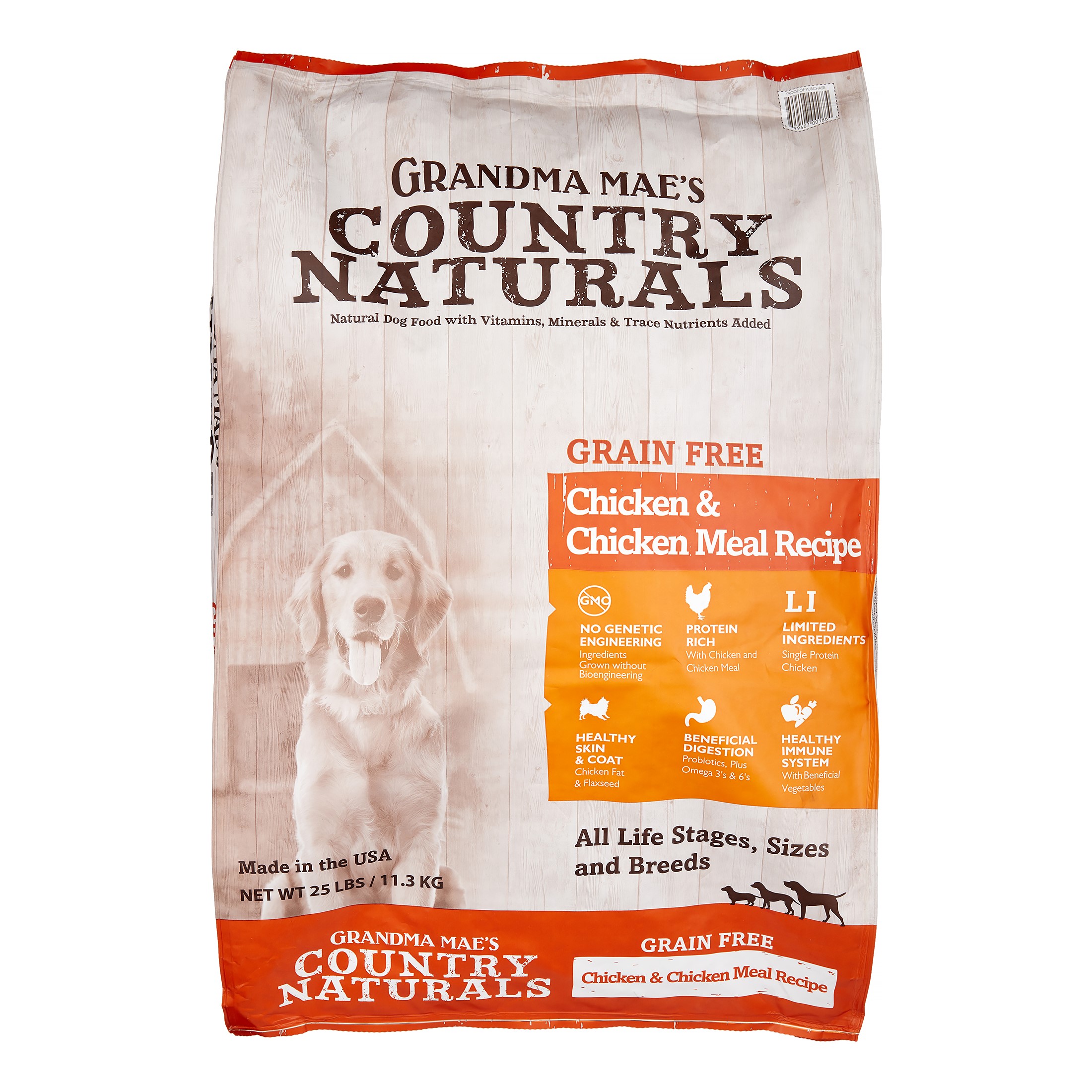 Grandma Mae's Country Naturals GrainFree Limited Ingredient Chicken Recipe Dry Dog Food, 25 Lb