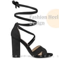thumbnail image 4 of Unique Bargains Women's Strappy Chunky High Heeled Lace Up Sandals, 4 of 6