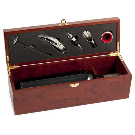 Wine Bottle Rosewood Gift Box With A Five Piece Bar Set