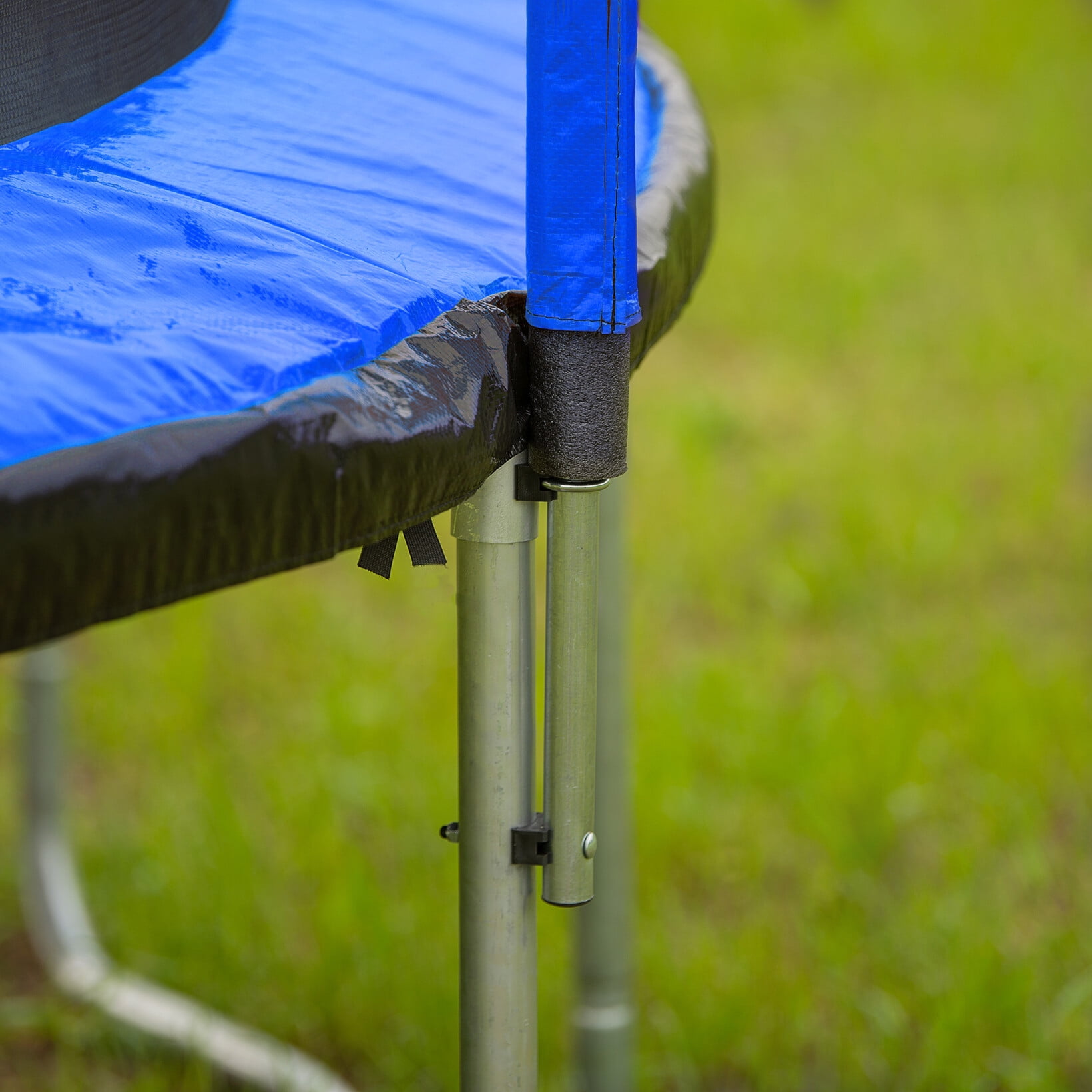 10FT Trampoline with Basketball Hoop Inflator,Outdoor Trampoline with Ladder and Inner Safety Enclosure for Kids,Blue