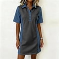 thumbnail image 6 of Ovbmpzd Imitation Denim Dresses for Women Loose Fitting Dark Gray Mini Shift Collared Summer&nbsp;Dresses&nbsp;for Women, 6 of 6