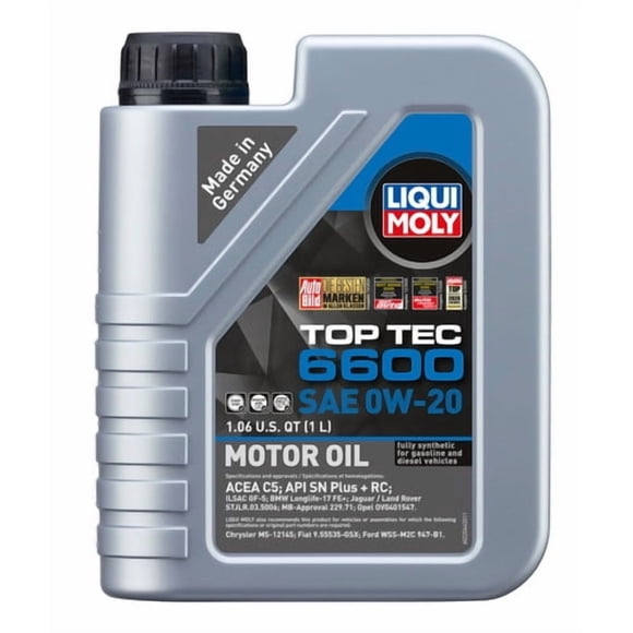 Liqui Moly Oil 22044 Top Tec 6600; SAE 0W-20; Synthetic; 1 Liter Bottle; Single