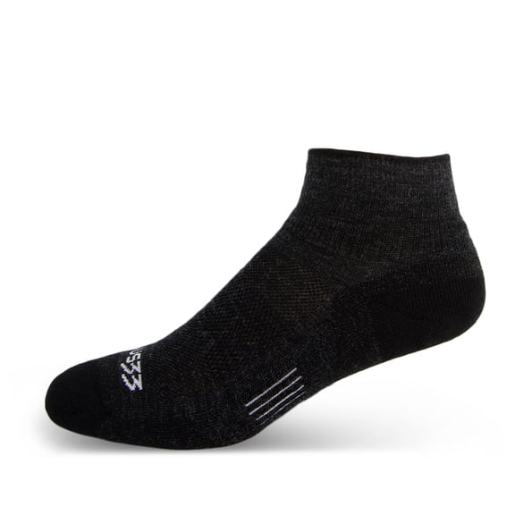 USA Made - Ankle Socks - Micro Weight Full Cushion - Trail Running Socks - Merino Wool - Mountain Heritage - Black - Small