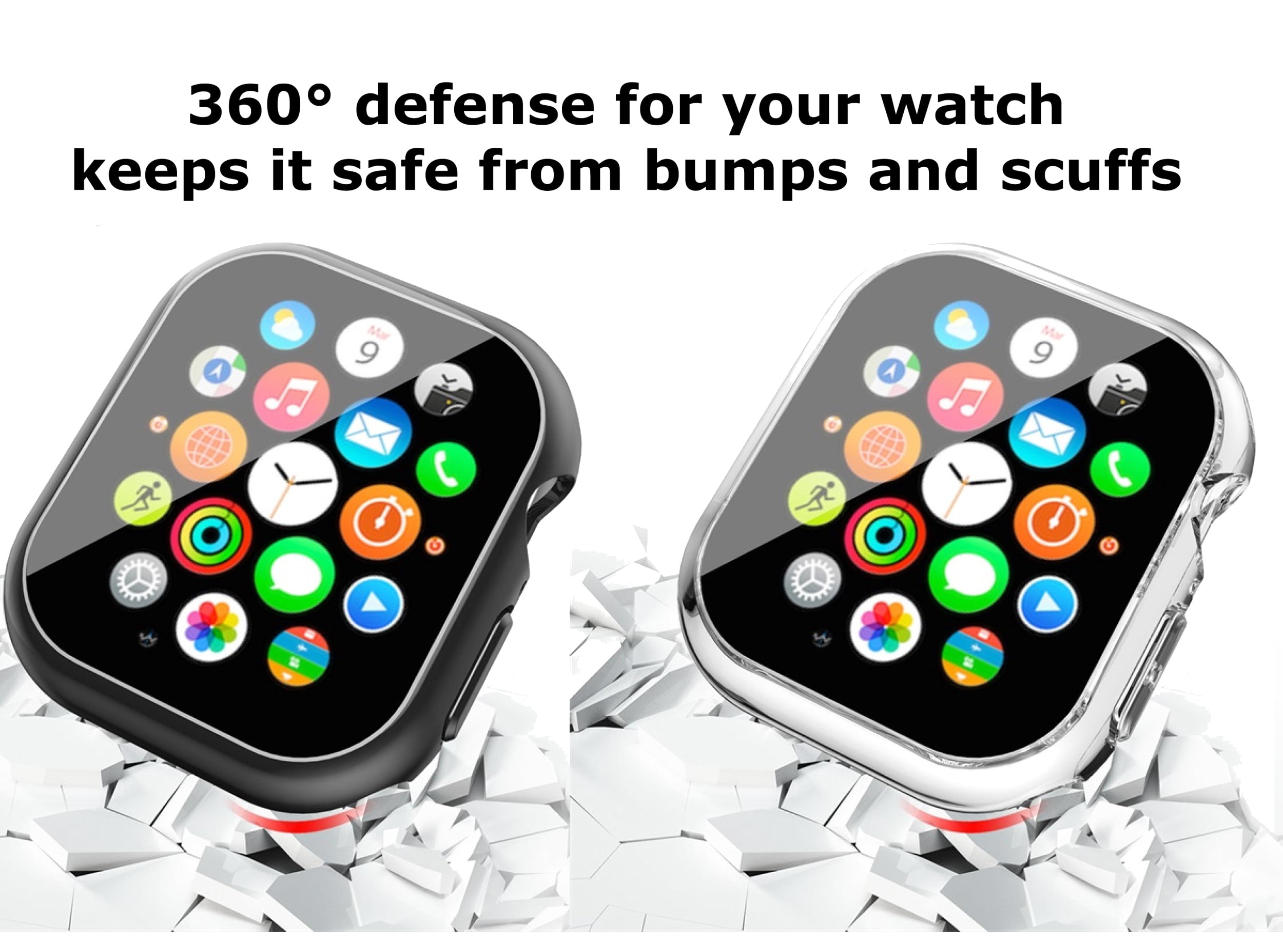 Fusion Hybrid Protector Case for Apple Watch Series 10 (46 mm) – 2-Pack Combo (Clear + Black) with Tempered Glass Screen Shield