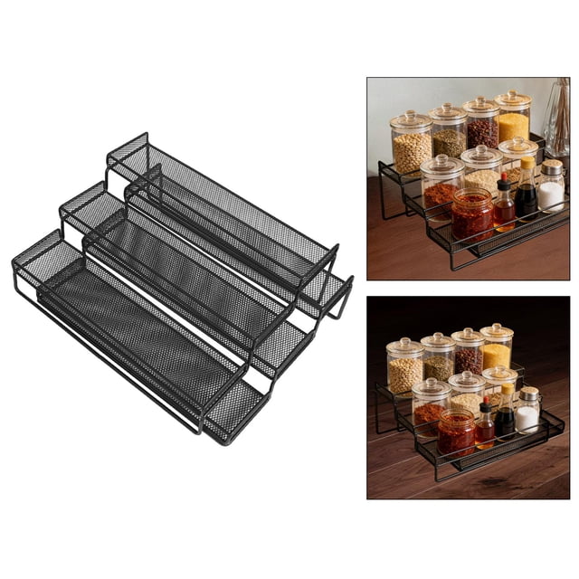 Estante expandible para especias, frascos, botellas, alimentos enlatados, organizador de metal antideslizante, estante de almacenamiento versátil para