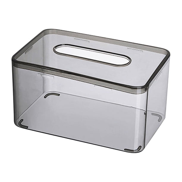Fiudx Caja de Pañuelos para Sala de Estar, Diseño Transparente, Gran Capacidad con Base Antideslizante, Almacenamiento Multifuncional, Uso Doméstico, Dormitorio, Baño, Oficina, 3 Tamaños Disponibles
