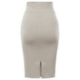 thumbnail image 3 of A2Y Women's Basic Solid Ponte Knee Length Slit Techno Span High Waist Pencil Skirt Khaki S, 3 of 3