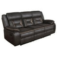 thumbnail image 3 of Benjara Garie 2pc Manual Reclining Sofa and Loveseat Set- Brown Faux Leather, 3 of 7
