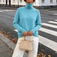 thumbnail image 3 of yillto Womens Turtleneck Sweater Ribbed Knit Slim Pullover Long Sleeve Fall Fitting Mock Neck Sweaters, 3 of 4